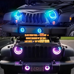 14 reactions | Biggest discount of the year!15% OFF — Code: BFCM15⏰ Discount ending soon — Shop Now before it’s gone!RGB headlights + fog lights for Wrangler  Brighter, bolder, trail-ready. | LED Factory Mart | Facebook