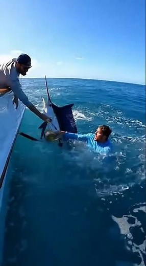 Pulled Into the Water by a Giant Marlin! | Intense Fishing Battle