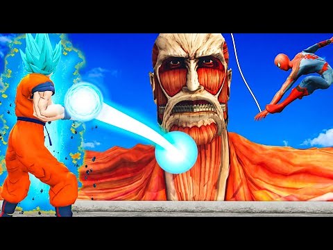 Ultimate Showdown Goku and Spiderman combine vs The Titans in GTA 5