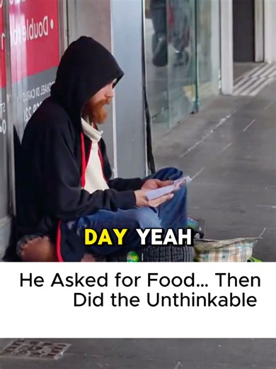 He asked for food.. then did the unthinkable #kindness #homelesspeople #viralvideo #hope #woman
