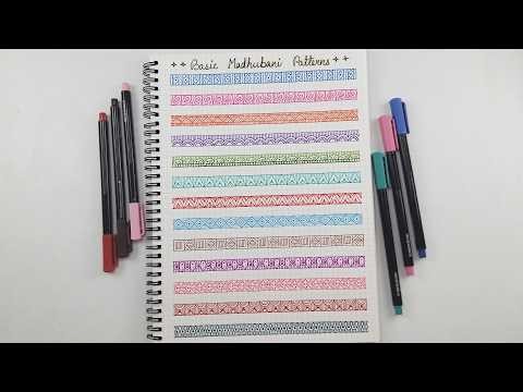 Hand Drawn Basic Madhubanl Patterns for beginners | Easy Mandala Border Designs in step-by-step