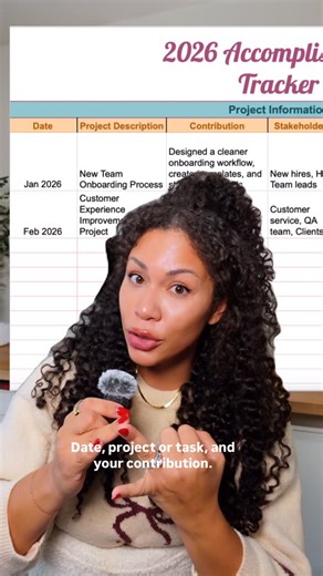 Christian Lovell | PHR | CAREER COACH on Instagram: "Here’s the simple framework: 1. Date: When it happened (so you have a timeline of impact). 2. Project Description: What the project or task actually was. 3. Your Contribution: What you did. Not the team. Not the department. YOU. 4. Stakeholders: Who was involved or benefited. 5. Contribution to Company Goals: How it supported revenue, efficiency, customer satisfaction, team success, etc. 6. Notes: this could be feedback, results, data, or anyt