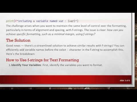 Exploring Text Formatting in Python: Simplifying Output with f-Strings