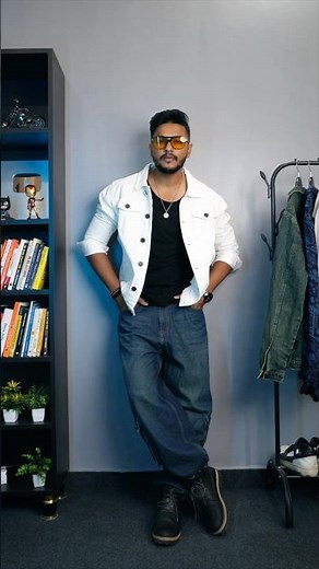 🔥 Styling White DENIM JACKET with CARGO JEANS #winterfashion2024 #denimjacket