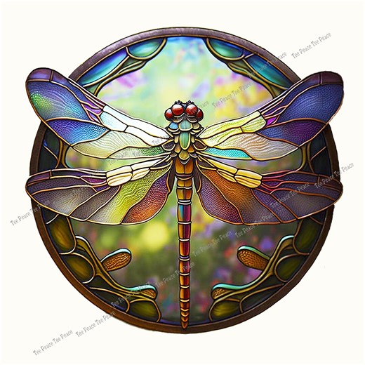Dragonfly Stained Glass Fabric Panel, Quilt Sewing Square, Multiple Sizes, Fc2m - Etsy