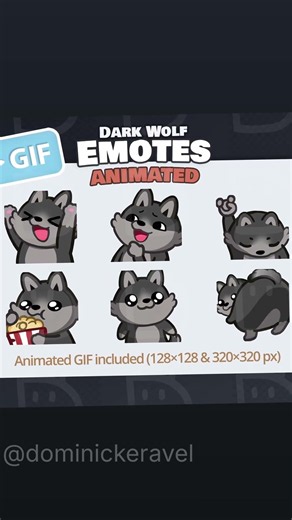 Wolf Twitch Emote Packs on Etsy - Dark + Gray Wolves
