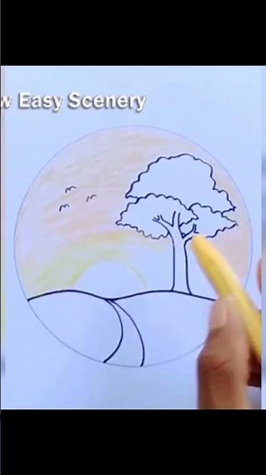 How to Draw Simple and Beautiful Scenery for Beginners | Easy Step-by-Step Tutorial🎨✏️