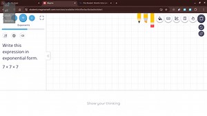 Write this expression in exponential form.7 \times 7 \times 7... | Filo