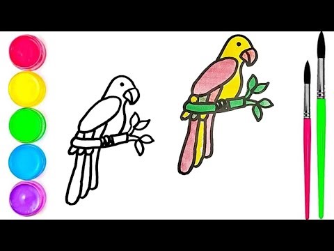 How To Draw cute Bird Drawing, Painting & water Coloring For Kids and Toddlers_🌈🎨