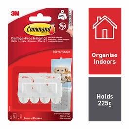 3M Command Micro Hooks Pack of 3 17066