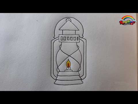 Hariken Lamp Drawing (হারিকেন বাতি) Easy Step by Step | Hurricane Lantern Art & Painting Tutorial
