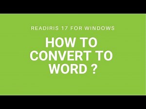 Readiris 17 Windows: How to convert to Word?
