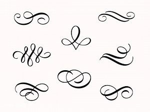 100  Calligraphy Flourishes | Elegant Swashes & Decorative Elements | SVG, PNG Digital Files - Etsy