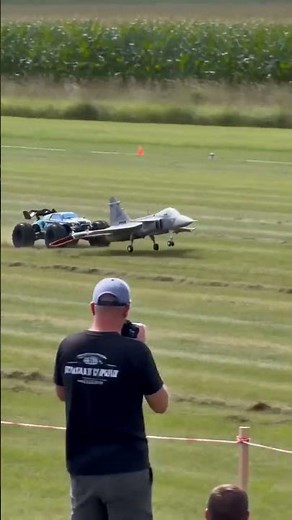 Saab JAS 39 Gripen RC Scale Model Towed Down a Bumpy Grass Strip! #RCPlane