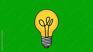 Flashing light bulb animation green screen