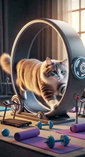Cat Workout Time on the Running Wheel 🐱🏃‍♂️✨ #cute #cat #trending
