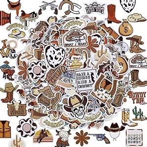 Thiccywoov 80 Pcs Country Western Cowboy Iron on Patches Embroidered Brown Patches for Hat Vintage Sew on Applique Bulk for Clothing Jackets Backpacks Stockings DIY Accessories