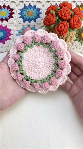 Flower coaster crochet#crochet #crochetideas #crochettutorial #crochetbeginner #coastercrochet #flowercrochet