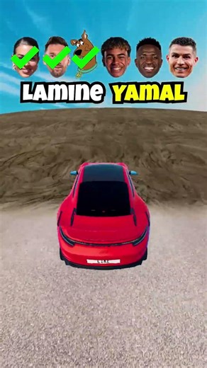 ​🤩 Ronaldo ❌ Messi ❌ Yamal 👌 Volcano Jump Challenge⚽ BeamNG.Drive 🤩 #shorts #shortsfeed