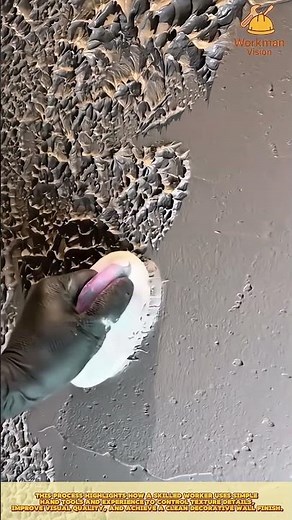 Skilled Worker Refining Decorative Wall Texture with Hand Brush Technique #walldecor