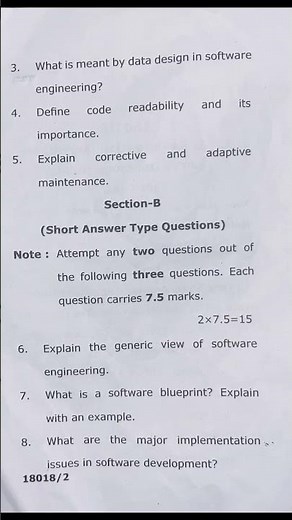 BCA 4th semester software engineering question paper