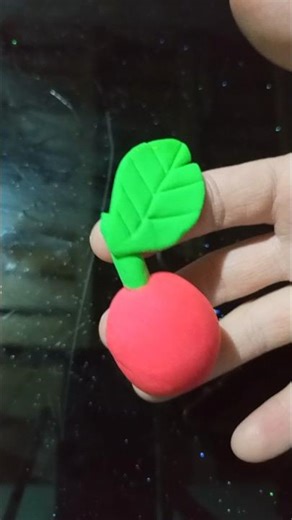 Clay Apple 🍎 #clayart #plasticine #clayapple #apple #clayfruit#handmade