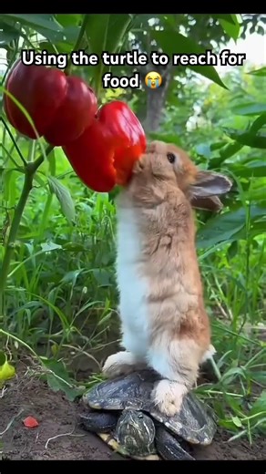 He Stood on a Turtle to Eat… Wait for It 😂🐰🐢 #shorts