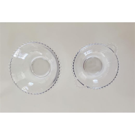 Vintage Imperial Glass Candlewick Clear Glass Bowls Set of 2 Beaded Edge USA