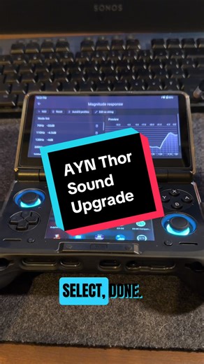 Want to hear your AYN Thor like you’ve never heard before? Follow these instructions and you’ll never believe the difference in sound quality this little device is about to give you. I can’t go back now honestly it’s night and day. If this helped please like, follow, and share! #AYNThor #handheldgaming #gamingvideos #gaming #gamingtiktok GraphicEQ: 70 -32; 110 -4.5; 120 -4; 200 -4; 300 -5; 444 -9; 600 -13.5; 700 -17; 850 -17; 1200 -18.5; 1860 -20; 2800 -19.5; 3800 -21.5; 5000 -13; 7000 -6; 9050 