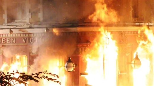 EastEnders' Queen Vic pub torn apart in explosion 'as lives hang in balance'