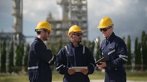 Refinery industry, engineer working in industrial production, oil and gas refinery plant industry factory, Petrochemical plant