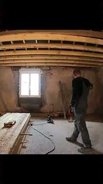 How to easily build a false wooden ceiling #renovation #construction #constructionsite #diy