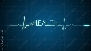 EKG Monitor Graph Form the Word Health. an ekg blip pulsates and forms the word health each time it pulses through. Looping