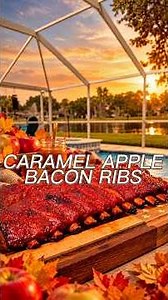 Caramel Apple Bacon Ribs?! 🍎🥓 #ribs #smokedribs #bbqribs #fallrecipes