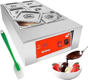 ALDKitchen Electric Chocolate Melting Pot | Chocolate Fondue | Stainless Steel | 110V (6 Tanks (27 Lbs))