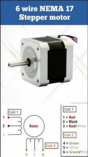 6 Wire NEMA 17 Stepper Motor Pinout
