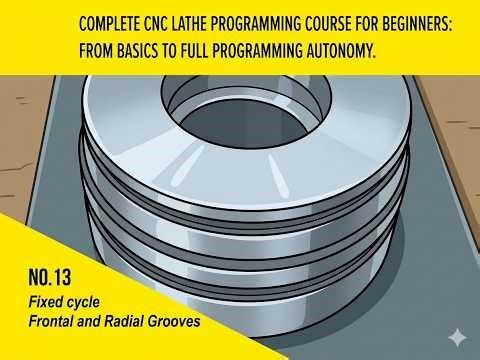 No 13 Complete CNC lathe programming course for beginners Radial face grooving cycle #cnc