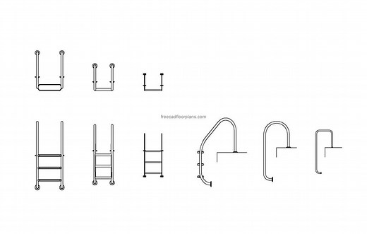 Swimming Pool Ladder - Free CAD Drawings