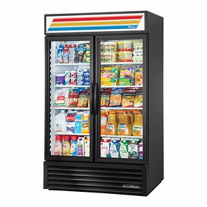 True GDM-43-HC~TSL01 47 1/8" Black Refrigerated Glass Door Merchandiser with LED Lighting