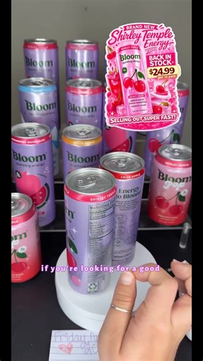 NEW - Bloom Sparkling Energy Drink - Shirley Temple - Natural Caffeine, Zero Sugar, 180mg Caffeine - Antioxidant-Rich with Green Coffee Bean, Green Tea Extract, Prebiotics, 12oz 12 Pack