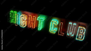 Neon flickering sign that says Nightclub, VJ DJ Loops