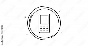 Mobile telephone 2d animated outline icon. Mobile telephone rotation appearance 4k motion design animation for web, mobile and ui design