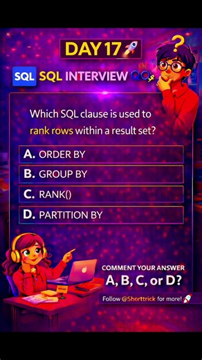 🔥 DAY 17 SQL Interview Question | Window Function RANK() Explained | Advanced SQL MCQ 2026 🚀