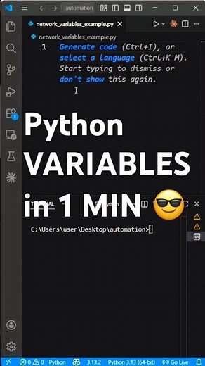 ⚡ Python Variables Explained in 1 Minute (Network Automation)