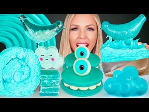 ASMR TEAL* CLEAR PIE, CLOUD COOKIES, WATER DRINKING SOUNDS, GLITTER DRINK MUKBANG 먹방 먹는 소리