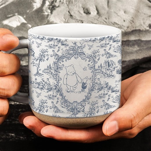 Winnie the Pooh Coffee Mug, Toile De Jouy Mug, Reading Book Pottery Mug, Gift for Book Readers, Gift for Pooh Lovers, Chinoiserie Mug - Etsy Australia