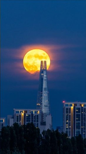 롯데타워를 지나가는 작년 추석 보름달 🌕 | 달 사진 촬영법