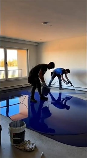 Pouring a Liquid Blue Galaxy Floor 🌌💙