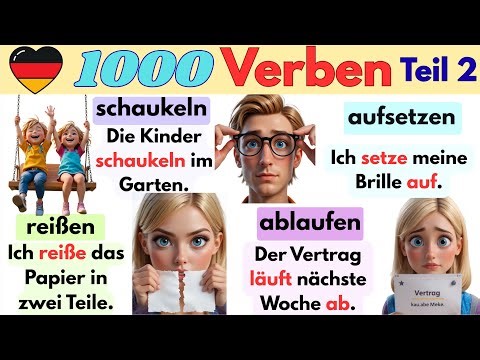 📘 1000 wichtige Verben Teil 2 einfach 🎯 mit Alltagssätzen A1- B2