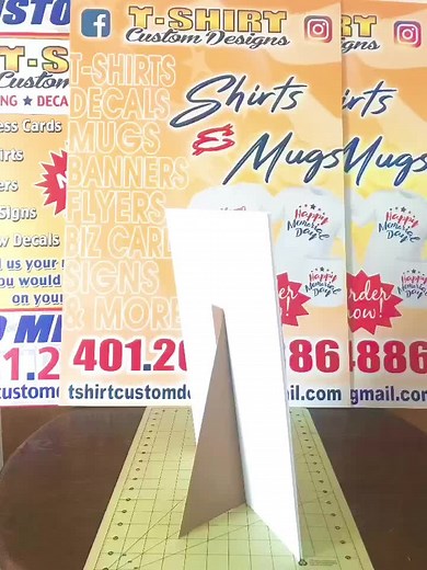 Teaching how to make a simple easel backing for table-top sign #diy #howto #easelback #easel #easelstand #easelbacking #tablesign #fyp #teach #educate #tshirtcustomdesigns #customtshirts #customsigns